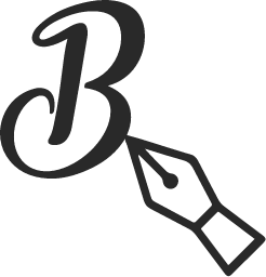 A cursive B and a caligraphy pen tip